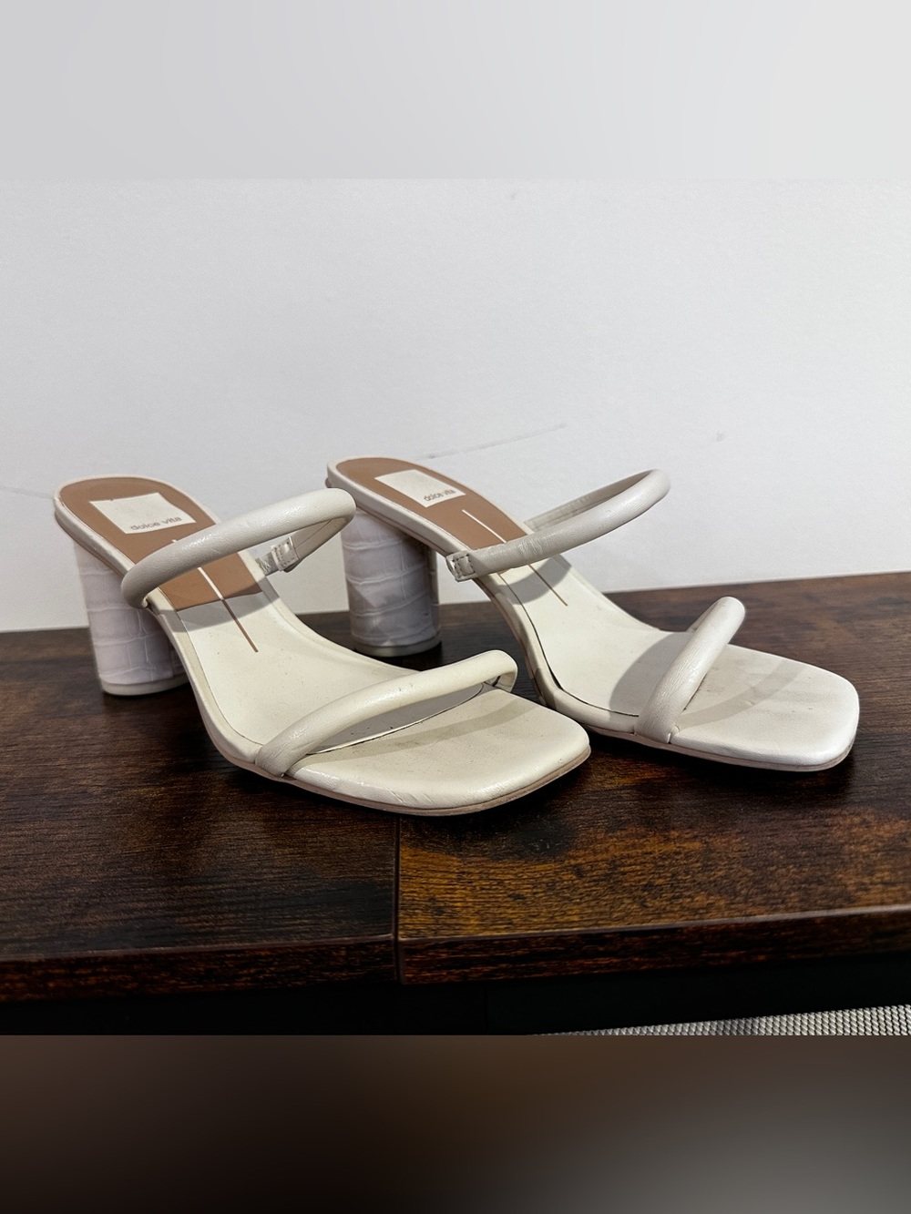 Dolce Vita Ivory Double-Strap Block Heel Sandals